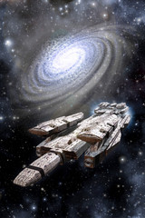 Space Battleship Spaceship and Galaxy - 80694783