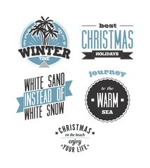 Obraz premium Christmas on the beach. Set of vector typography designs