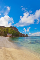 Famous beach Source d'Argent at Seychelles