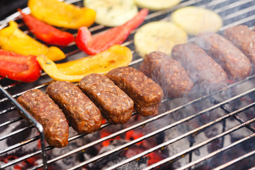 grilled kebab and vegetables