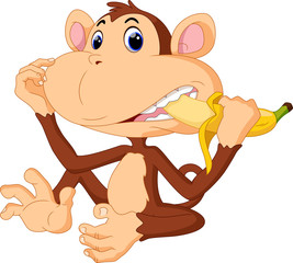 Illustration of funny Monkey eat banana