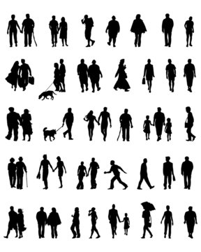 Silhouettes of people  which walk, vector
