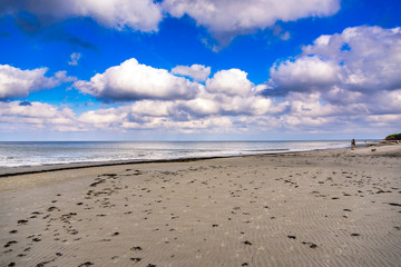 Cloudy coastline of Baltic sea near Jurmala