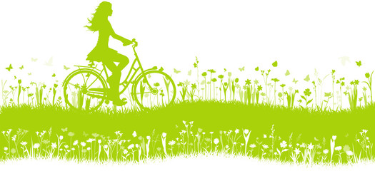 Fahrradfahrerin Vektor Hintergrund Silhouette © Naturestock