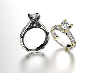 Golden Engagement Ring with Diamond