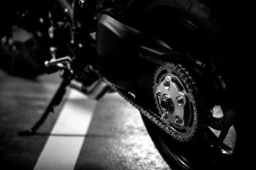 Fototapeta na wymiar Motorcycle parking in garage