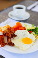 Breakfast with fried eggs