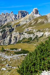 Fototapeta na wymiar Scenery of Tre Cime National Park in Dolomites Mountains, Italy