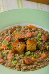 Lentil soup with Viennese sausage