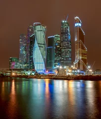 Raamstickers Moscow city by the night © elen31