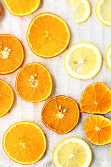 Sliced orange and lemon