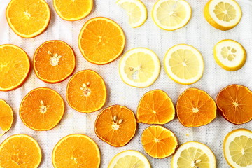 Sliced orange and lemon