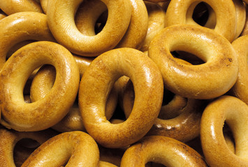 closeup baked bagels