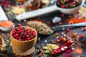 different aromatic spices background