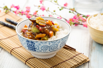 Rice with sweet and sour vegetables - Reis mit süß-sauren Gem