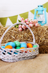 big basket with eggs