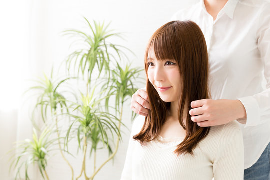 young asian woman in the hair salon