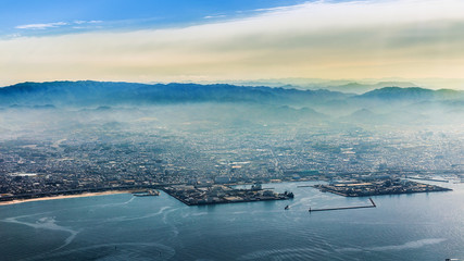 Aerial View of Osaka City in Japan