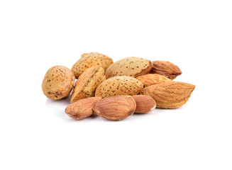 Almonds on a white background