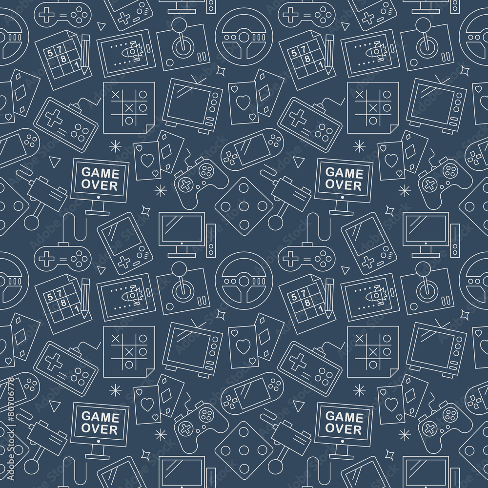 Canvas Prints game line icon pattern set