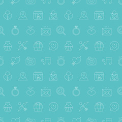 valentine's day line icon pattern set