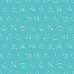 valentine's day line icon pattern set