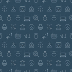 valentine's day line icon pattern set