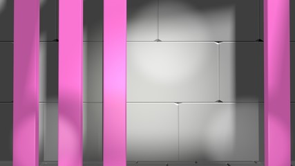 color column in grey empty concrete room