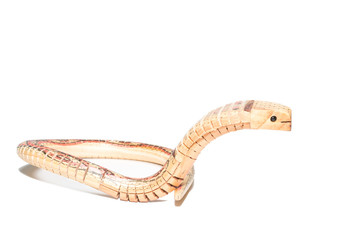 Thai wooden snake with white background