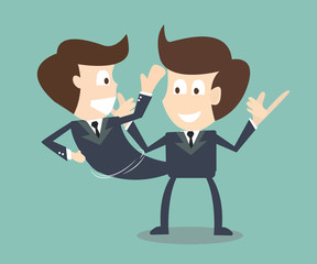 businessman talking to a himself