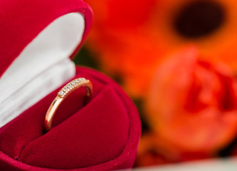diamond ring in a velvet red box