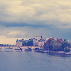Fototapeta premium View of island Isle de la Cite. Paris, France.