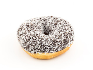 coconut chocolate donut on white background