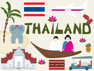 Fototapeta premium Travel to Thailand. Vector icons
