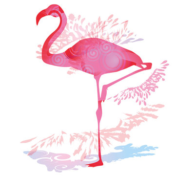 Schattenklecks mit Flamingo