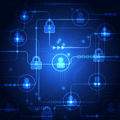 Abstract technology security global network background, vector