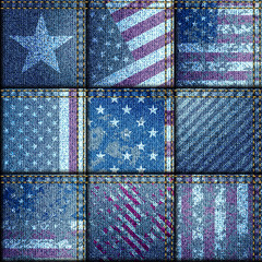 Grunge patchwork with USA flags.