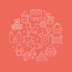 Baby line icon circle set