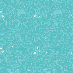 Baby line icon pattern set