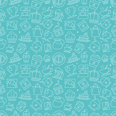 Coffee line icon pattern set