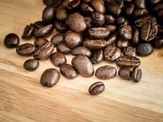Coffee on grunge wooden background 