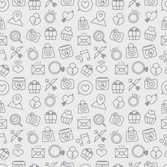 valentine's day line icon pattern set
