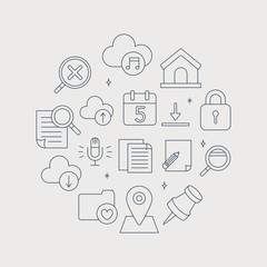 web line icon circle set