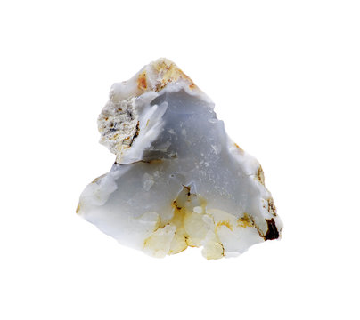 Single rough natural blue chalcedony rock isolated