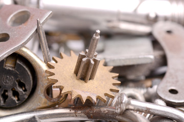 Different screws and other parts, close up