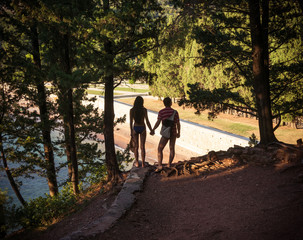 Couple in Morning light with sea on background