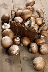 Brown cap mushrooms in basket