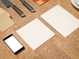 Mock up template with cooking utensil.