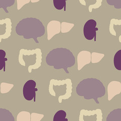 Seamless background with organs of the human body