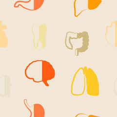 Seamless background with organs of the human body